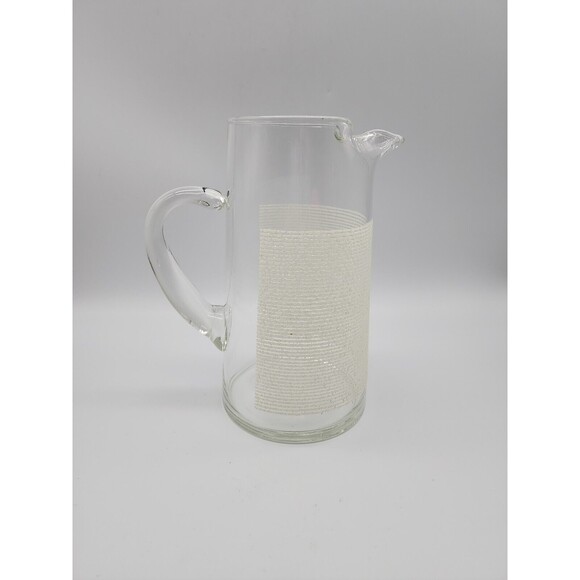 Culver Cocktail Pitcher White Raised Horizontal Stripes Signed MCM Vintage - Picture 3 of 12